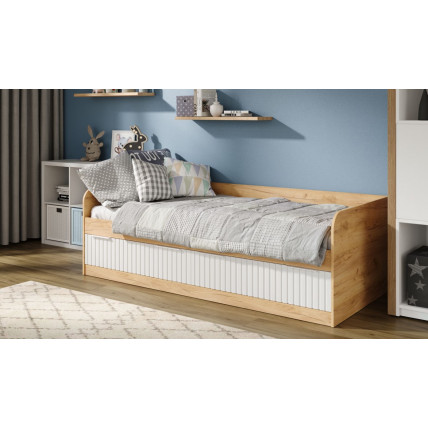 Хилтон Кровать комбинированная 900 Тип 1 Дуб Крафт золотой, Белый матовый