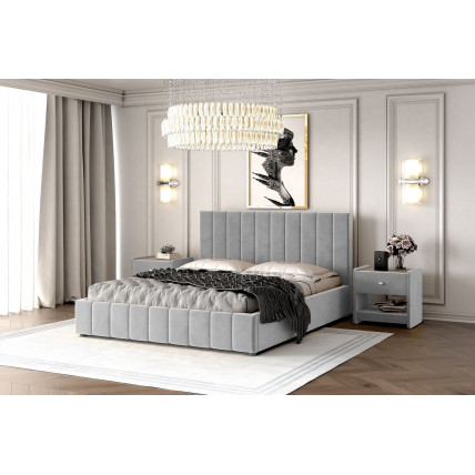 Кровать НЕЛЬСОН вариант 2 (линия)холодный серый 1200*2000 + основание