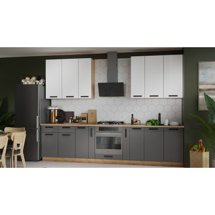 Модульная кухня «Тиана» Дуб Крафт золотой, Белый супермат, Асфальт супермат