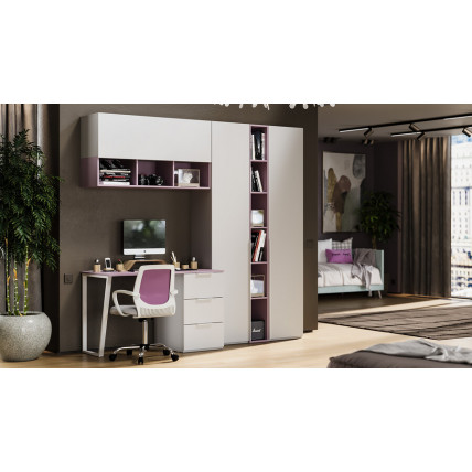 Набор детской мебели «Порто» №9 - ГН-393.109 Белый жемчуг, Виола, Белый софт