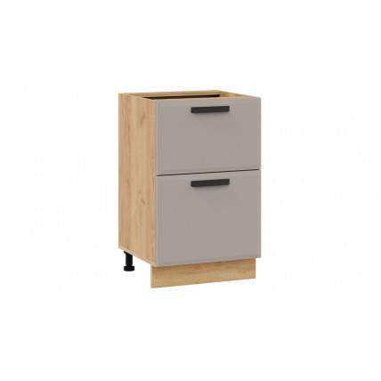 Шкаф напольный с двумя ящиками «Тиана» - 1Н5Я2 Дуб Крафт золотой, Мокко супермат