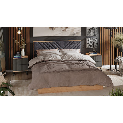 Спальный гарнитур «Хилтон» №5 Черный матовый, Дуб Крафт золотой, Графит матовый