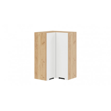 Шкаф навесной угловой прямой «Гренада» - 1ВВ6УП Дуб Крафт золотой, Холст Белый