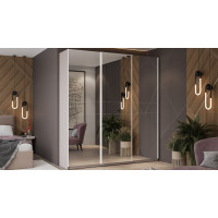 Шкаф-купе с 3 зеркальными дверями «Оскар» Ручка белая, Кашемир