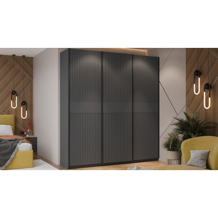Шкаф-купе с 3 глухими дверями «Оскар Хилтон» Тип 2 Ручка черная, Серый графит, Графит матовый