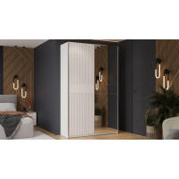 Шкаф-купе с 1 глухой и 1 зеркальной дверями «Оскар Хилтон» Тип 2 Ручка серебро, Белый снег, Белый матовый