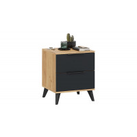 Тумба прикроватная «Джоли» с опорами Черный матовый, Дуб Крафт золотой, Графит матовый
