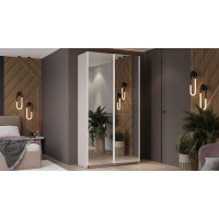 Шкаф-купе с 2 зеркальными дверями «Оскар» Ручка белая, Кашемир