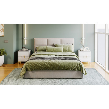 Спальный гарнитур «Стелла» №4 Золото розовое, Белый холст, Белый Жемчуг, Микровелюр Jercy Cream