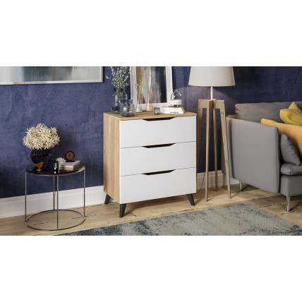 Комод тип 3 с опорами Черный матовый, Дуб Сонома, Белый Ясень