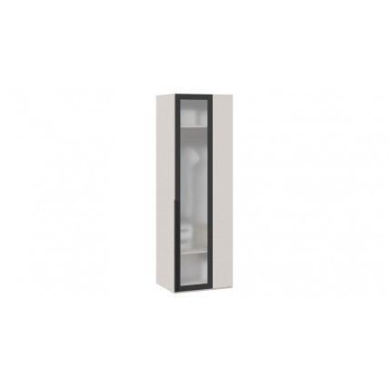 Шкаф угловой (580) с 1 дверью со стеклом  «Порто» - СМ-393.07.011 Кашемир матовый, Графит, Стекло сатин черное