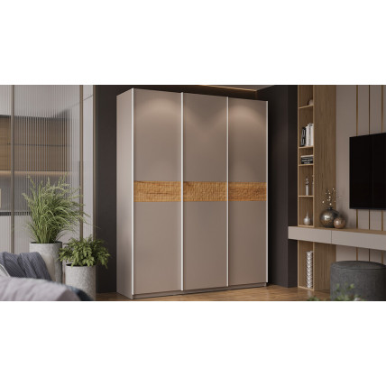 Шкаф-купе с 3 глухими дверями «Оскар Скания» Ручка белая, Кашемир, Дуб тортугга