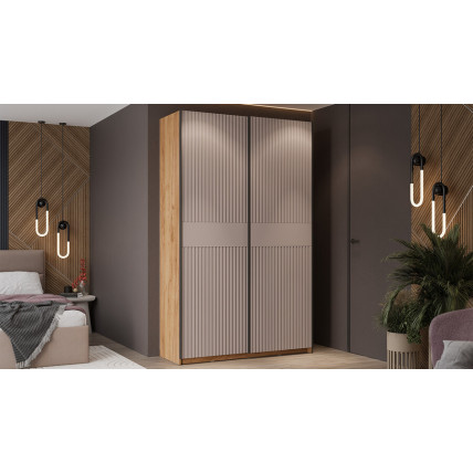 Шкаф-купе с 2 глухими дверями «Оскар Хилтон» Тип 2 Ручка черная, Дуб Крафт золотой, Кашемир сатин