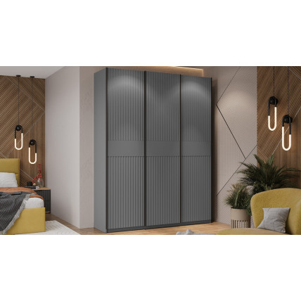 Шкаф-купе с 3 глухими дверями «Оскар Тиффани» Тип 2 Ручка черная, Серый графит, Графит матовый