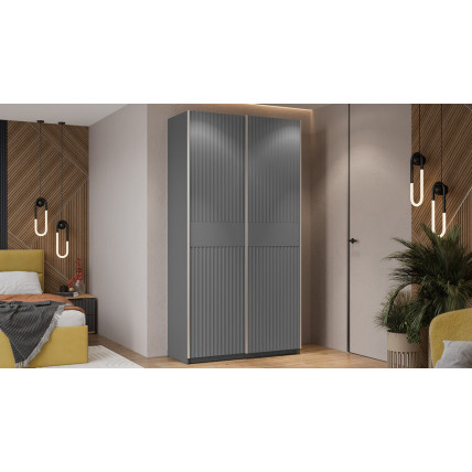 Шкаф-купе с 2  глухими дверями «Оскар Тиффани» Тип 2 Ручка серебро, Серый графит, Графит матовый
