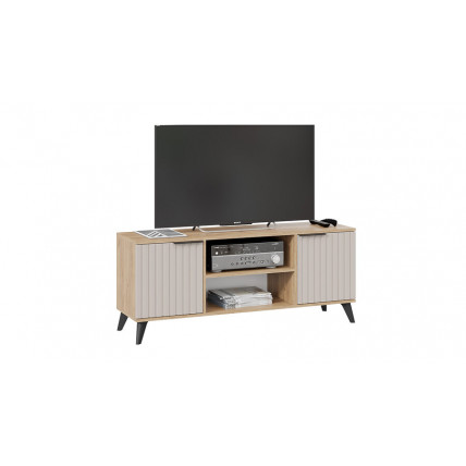 Тумба под ТВ «Хилтон» Исп.2 с опорами Черный матовый, Дуб Крафт золотой, Мокко матовый