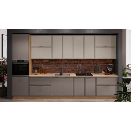 Модульная кухня «Белладжио» Дуб Крафт золотой, Софт панакота, Софт капучино