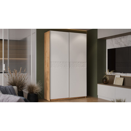 Шкаф-купе с 2 глухими дверями «Оскар Скания» Ручка серебро, Дуб Крафт золотой, Белый снег, Белый матовый