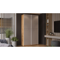 Шкаф-купе с 2  глухими дверями «Оскар Скания» Ручка белая, Дуб Крафт золотой, Кашемир, Кашемир сатин