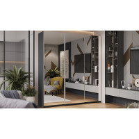 Шкаф-купе с 3 зеркальными дверями «Оскар» Ручка серебро, Серый графит