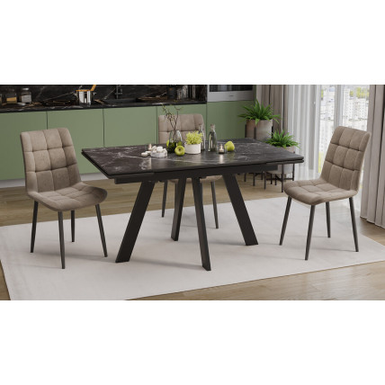 Стол обеденный «Джаггер» Тип 2 Черный муар, Керамика матовая черный мрамор