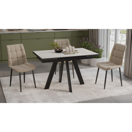 Стол обеденный «Джаггер» Тип 3 Черный муар, Бежевый мрамор