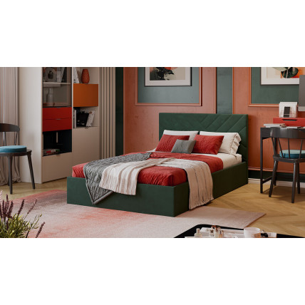 Кровать с ПМ «Кевия» Тип 1 (с подъемным механизмом) с заглушиной Велюр Confetti Deep forest