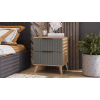 Тумба прикроватная «Хилтон» с опорами Бук матовый, Дуб Крафт золотой, Графит матовый