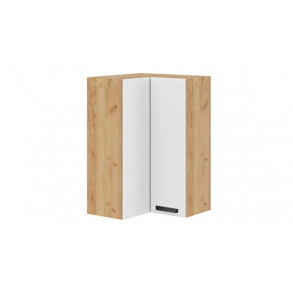 Шкаф навесной угловой прямой «Тиана» - 1ВВ6УП Дуб Крафт золотой, Белый супермат