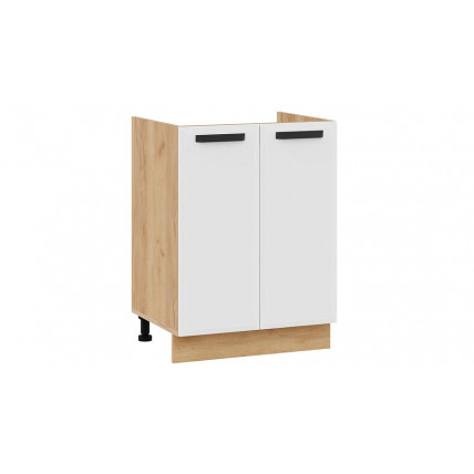 Шкаф напольный с двумя дверями (под накладную мойку) «Тиана» - 1Н6М Дуб Крафт золотой, Белый супермат