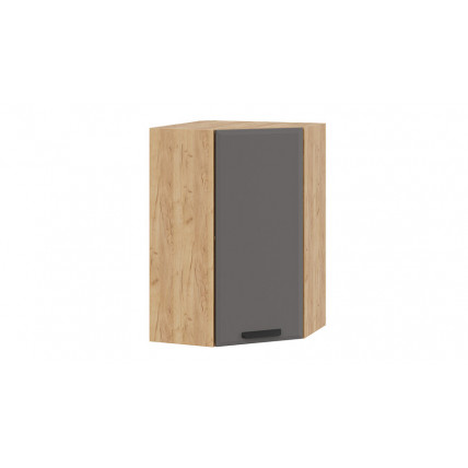 Шкаф навесной угловой «Тиана» - 1ВВ6У Дуб Крафт золотой, Асфальт супермат