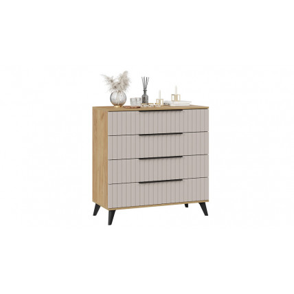 Комод «Хилтон» с опорами Черный матовый, Дуб Крафт золотой, Мокко матовый