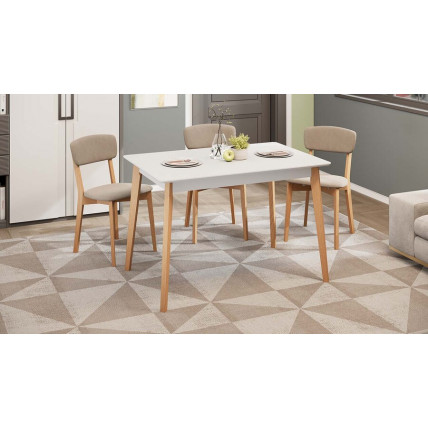 Стол обеденный «Ливерпуль» Тип 3 - Б-293 Белый матовый, Натуральное дерево