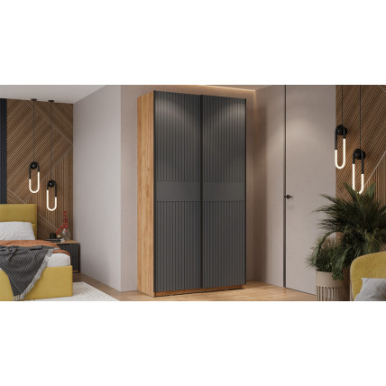 Шкаф-купе с 2 глухими дверями «Оскар Хилтон» Тип 2 Ручка черная, Дуб Крафт золотой, Графит матовый