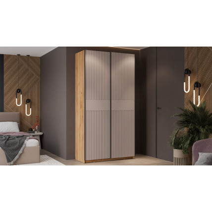 Шкаф-купе с 2 глухими дверями «Оскар Хилтон» Тип 2 Ручка черная, Дуб Крафт золотой, Кашемир сатин