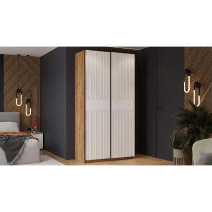Шкаф-купе с 2 глухими дверями «Оскар Хилтон» Тип 2 Ручка черная, Дуб Крафт золотой, Белый матовый