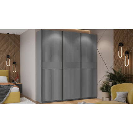 Шкаф-купе с 3 глухими дверями «Оскар Тиффани» Тип 2 Ручка черная, Серый графит, Графит матовый