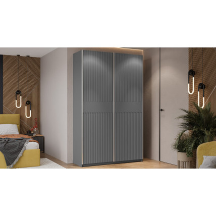 Шкаф-купе с 2 глухими дверями «Оскар Тиффани» Тип 2 Ручка серебро, Серый графит, Графит матовый