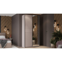 Шкаф-купе с 1 глухой и 1 зеркальной дверями «Оскар Тиффани» Тип 2 Ручка черная, Кашемир, Кашемир матовый