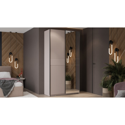 Шкаф-купе с 1 глухой и 1 зеркальной дверями «Оскар Тиффани» Тип 2 Ручка черная, Кашемир, Кашемир матовый