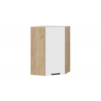 Шкаф навесной угловой «Детройт» исп. 2 - 1ВВ6У Дуб Крафт золотой, Белый глянец