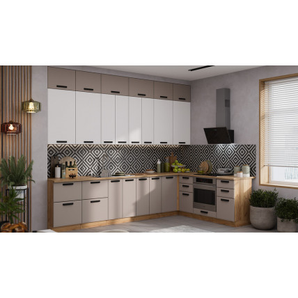 Модульная кухня «Тиана» Дуб Крафт золотой, Белый супермат, Мокко супермат