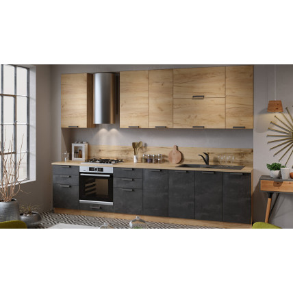 Модульная кухня «Детройт» Дуб Крафт золотой, Угольный Камень