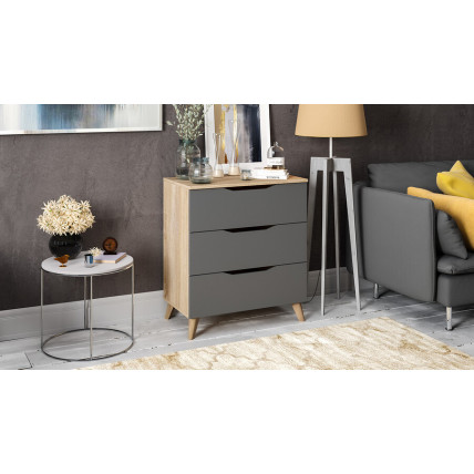 Комод тип 3 с опорами Бук матовый, Дуб Сонома, Графит Серый