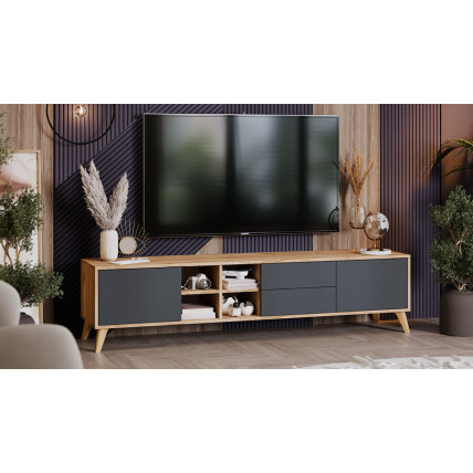 Тумба ТВ тип 5 с опорами Бук матовый, Дуб Крафт золотой, Антрацит