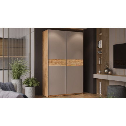 Шкаф-купе с 2 глухими дверями «Оскар Скания» Ручка серебро, Дуб Крафт золотой, Кашемир, Дуб тортугга