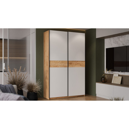 Шкаф-купе с 2 глухими дверями «Оскар Скания» Ручка черная, Дуб Крафт золотой, Белый снег, Дуб тортугга