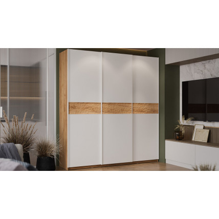 Шкаф-купе с 3 глухими дверями «Оскар Скания» Ручка белая, Дуб Крафт золотой, Белый снег, Дуб тортугга