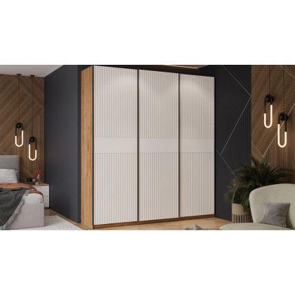 Шкаф-купе с 3 глухими дверями «Оскар Хилтон» Тип 2 Ручка черная, Дуб Крафт золотой, Белый матовый