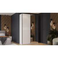 Шкаф-купе с 1 глухой и 1 зеркальной дверями «Оскар Хилтон» Тип 2 Ручка черная, Белый снег, Белый матовый